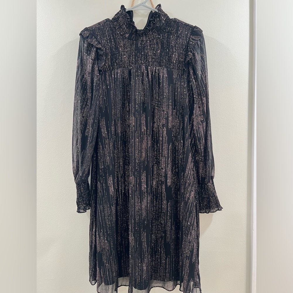 Calvin Klein Black and Golden pink GLITTER ✨ 
Long Sleeve Dress